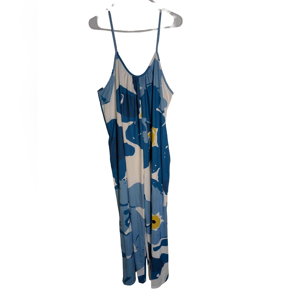 Stylish Blue and White Patterned Jumpsuit